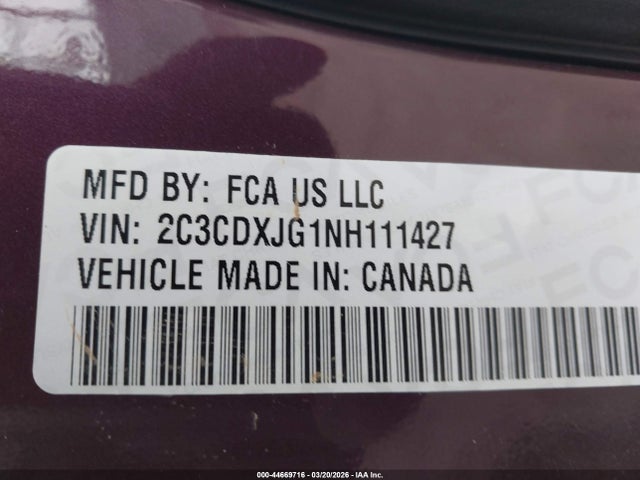 Aukcja sprzedaży 2022 Dodge Charger Sxt Awd, vin: 2C3CDXJG1NH111427, numer aukcji: 44669716