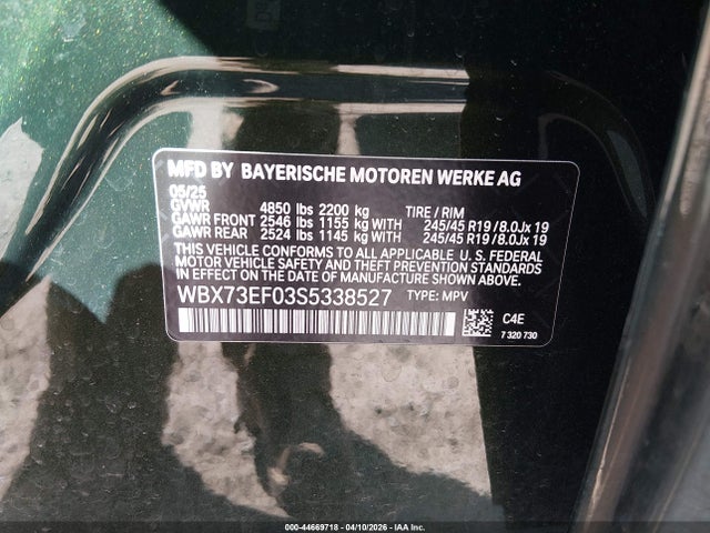 Продажа на аукционе авто 2025 Bmw X1 Xdrive28i, vin: WBX73EF03S5338527, номер лота: 44669718