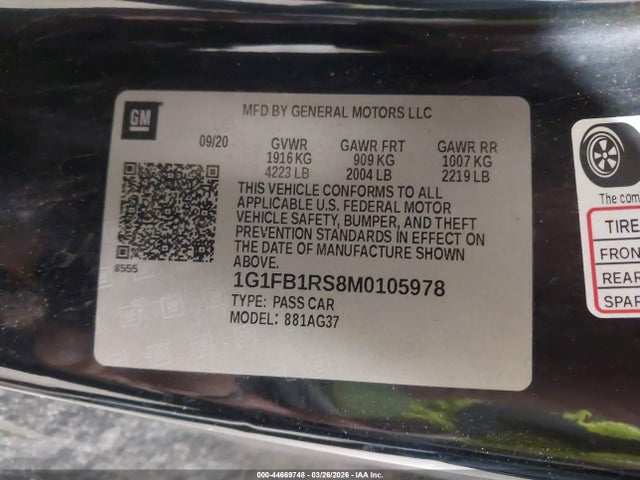 2021 CHEVROLET CAMARO 1G1FB1RS8M0105978 Photo 8