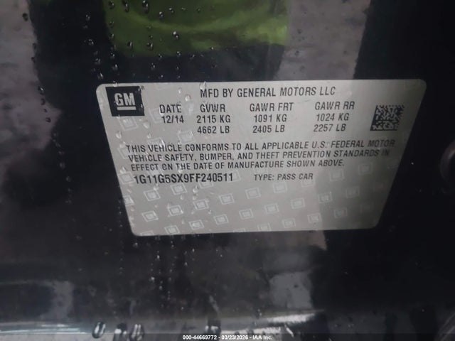 1G11G5SX9FF240511 Chevrolet Malibu 2lz