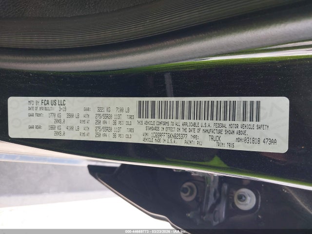 Продаж на аукціоні авто 2019 Ram 1500 Big Horn/lone Star  4x4 5'7 Box, vin: 1C6SRFFT6KN825377, номер лоту: 44669773