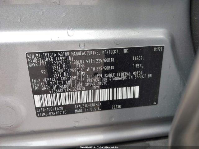 2021 TOYOTA RAV4 HYBRID 4T3B6RFV4MU028819 Photo 8