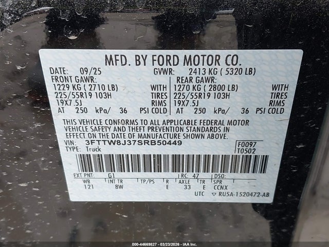 2025 FORD MAVERICK 3FTTW8J37SRB50449 Photo 8