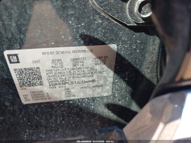 Aukcja sprzedaży 2018 Gmc Acadia Denali, vin: 1GKKNPLS3JZ150489, numer aukcji: 44669849