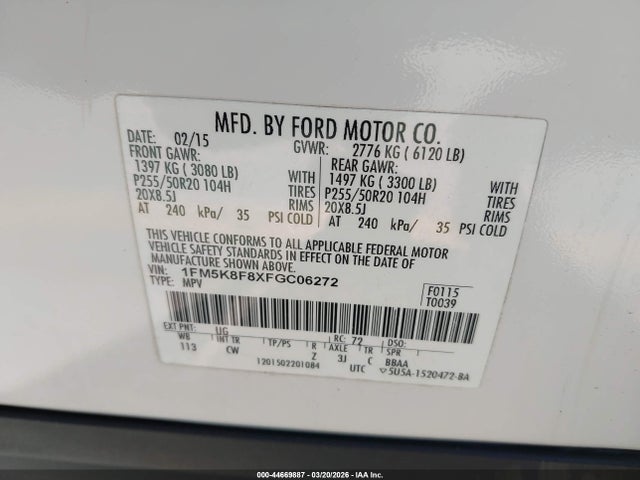 1FM5K8F8XFGC06272 Ford Explorer Limited