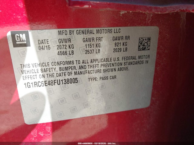 2015 CHEVROLET VOLT 1G1RC6E48FU138005 Photo 8