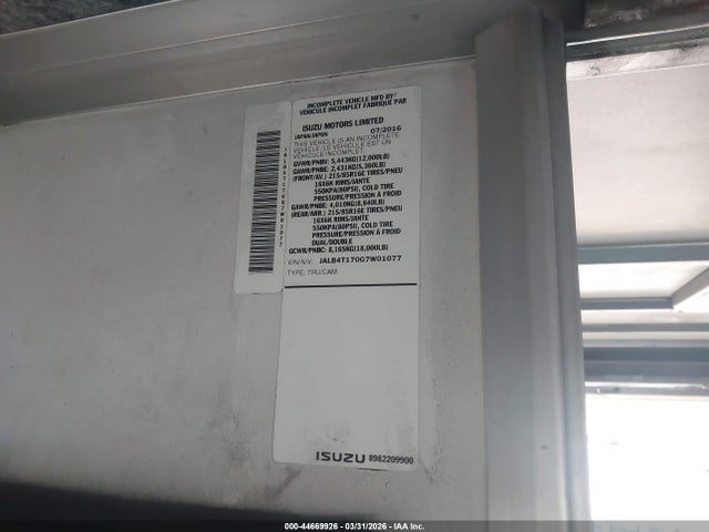 JALB4T170G7W01077 Isuzu NPR