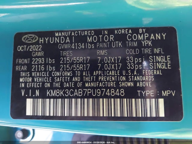 2023 HYUNDAI KONA KM8K3CAB7PU974848 Photo 8