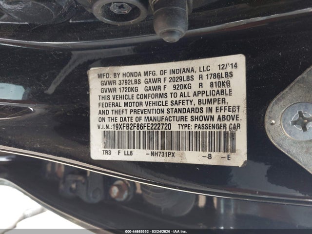 19XFB2F86FE222720 Honda CIVIC EX