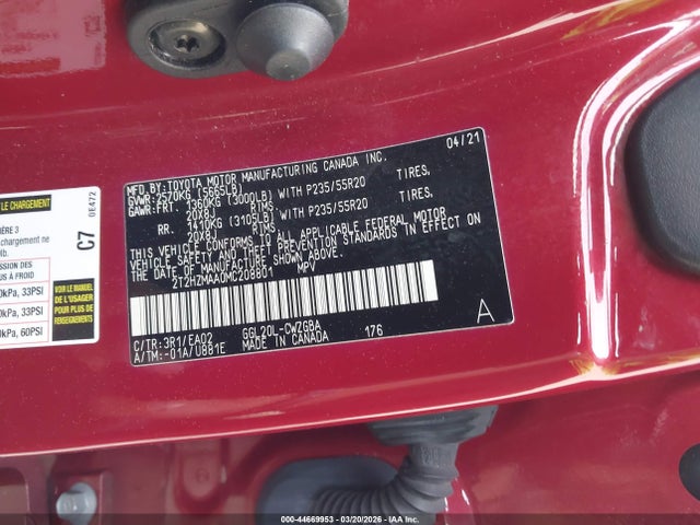 Aukcja sprzedaży 2021 Lexus Rx 350, vin: 2T2HZMAA0MC208801, numer aukcji: 44669953