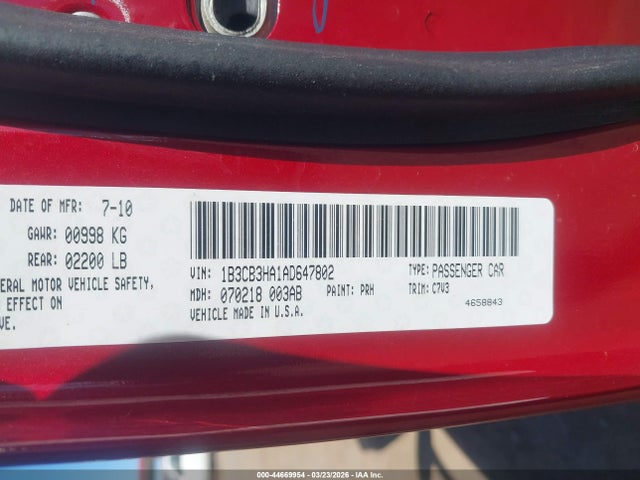 Продажа на аукционе авто 2010 Dodge Caliber Mainstreet, vin: 1B3CB3HA1AD647802, номер лота: 44669954