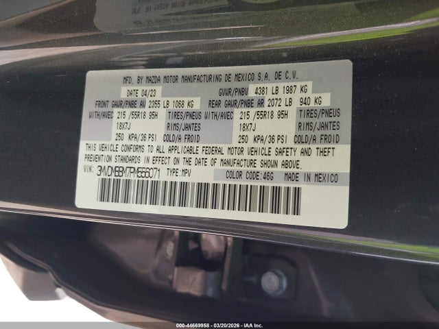 Продажа на аукционе авто 2023 Mazda Cx-30 2.5 S Select, vin: 3MVDMBBM7PM556071, номер лота: 44669958