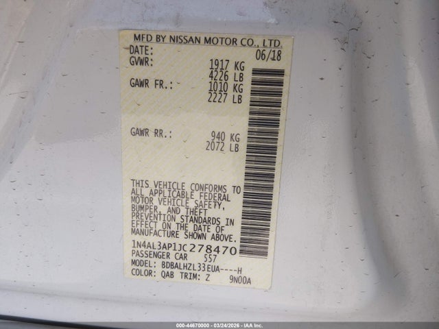 Nissan Altima 2.5 Sr 2018 1N4AL3AP1JC278470 Image 9