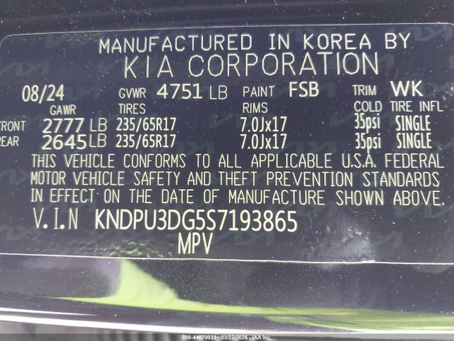 KNDPU3DG5S7193865 KIA Sportage Hybrid Lx