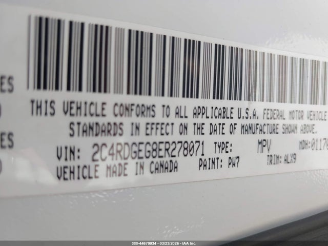 Aukcja sprzedaży 2014 Dodge Grand Caravan R/t, vin: 2C4RDGEG8ER278071, numer aukcji: 44670034