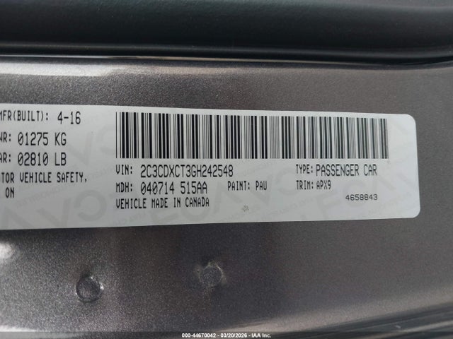 Aukcja sprzedaży 2016 Dodge Charger R/t, vin: 2C3CDXCT3GH242548, numer aukcji: 44670042