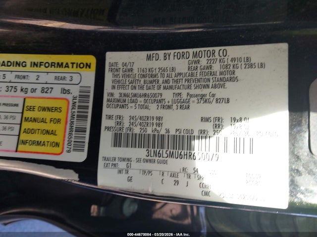 3LN6L5MU6HR650079 Lincoln Mkz Hybrid Reserve