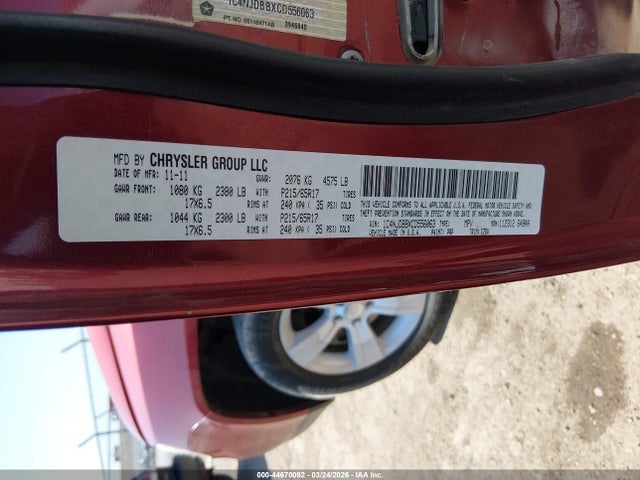 2012 Jeep Compass Sport მანქანა იყიდება აუქციონზე, vin: 1C4NJDBBXCD556063, აუქციონის ნომერი: 44670092