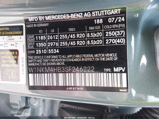 Aukcja sprzedaży 2025 Mercedes-benz Glc 300 4matic Suv, vin: W1NKM4HB3SF246222, numer aukcji: 44670097