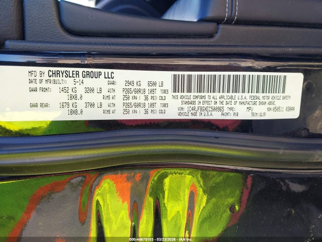 Auction sale of the 2014 Jeep Grand Cherokee Limited, vin: 1C4RJFBGXEC500965, lot number: 44670103
