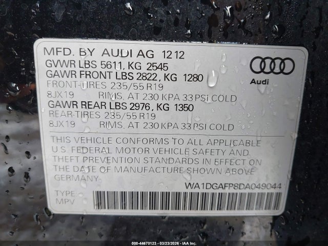 2013 AUDI Q5 WA1DGAFP8DA049044 Photo 8