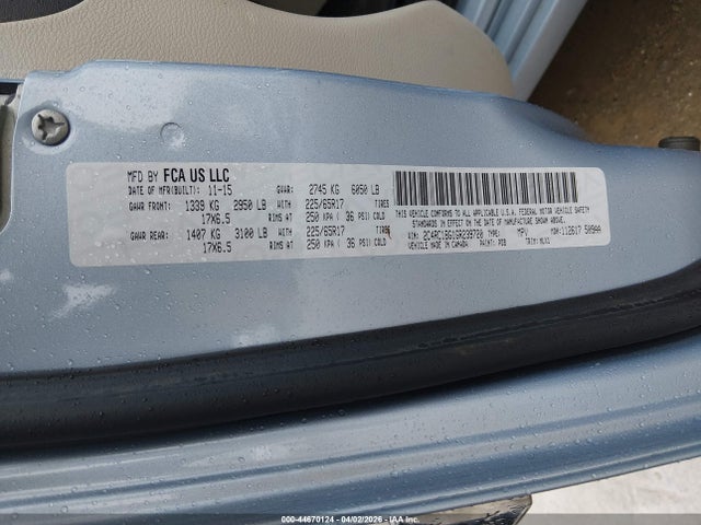 2016 Chrysler Town & Country Touring მანქანა იყიდება აუქციონზე, vin: 2C4RC1BG1GR239720, აუქციონის ნომერი: 44670124