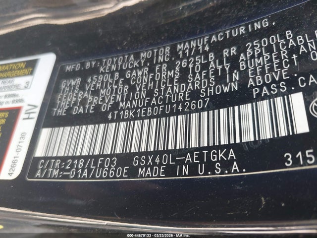 Toyota Avalon Xle Premium 2015 4T1BK1EB0FU142607 Image 9