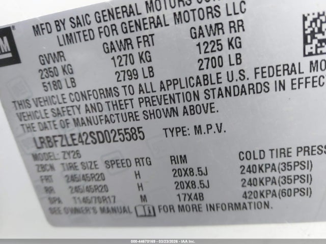 2025 Buick Envision Sport Touring Awd მანქანა იყიდება აუქციონზე, vin: LRBFZLE42SD025585, აუქციონის ნომერი: 44670169