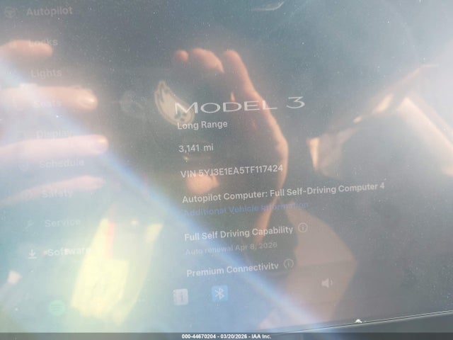Продажа на аукционе авто 2026 Tesla Model 3 Premium Rear-wheel Drive/standard Rear-wheel Drive, vin: 5YJ3E1EA5TF117424, номер лота: 44670204