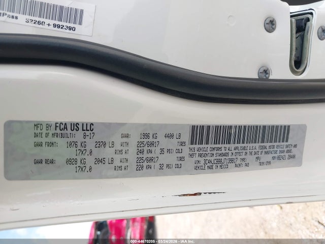 Продажа на аукционе авто 2018 Jeep Compass Latitude Fwd, vin: 3C4NJCBB8JT139817, номер лота: 44670205
