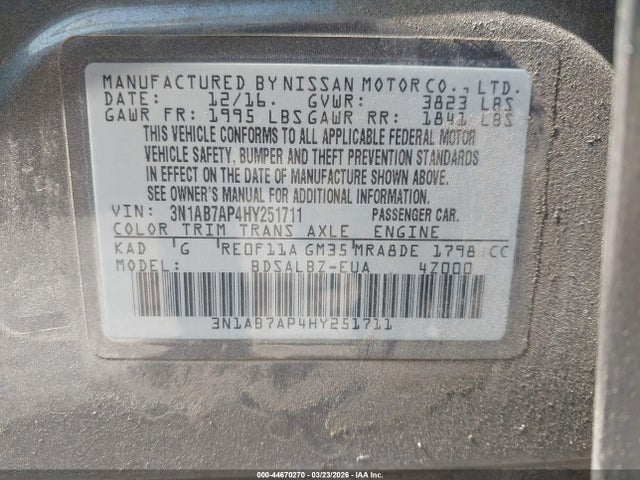 3N1AB7AP4HY251711 Nissan SENTRA S