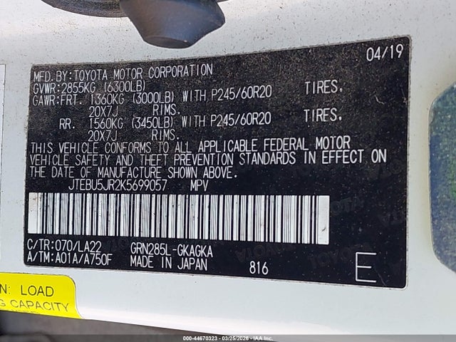 Toyota 4runner Limited 2019 JTEBU5JR2K5699057 Image 9