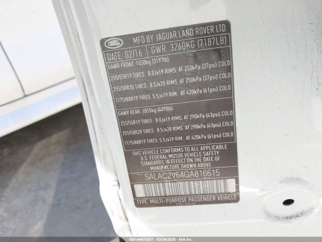 2016 LAND ROVER LR4 SALAC2V64GA816615 Photo 8