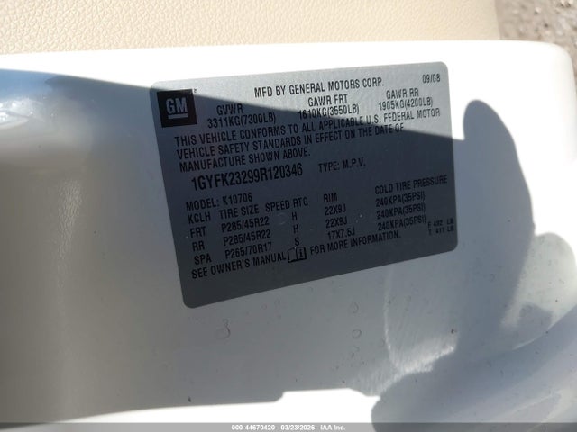 2009 CADILLAC ESCALADE 1GYFK23299R120346 Photo 8