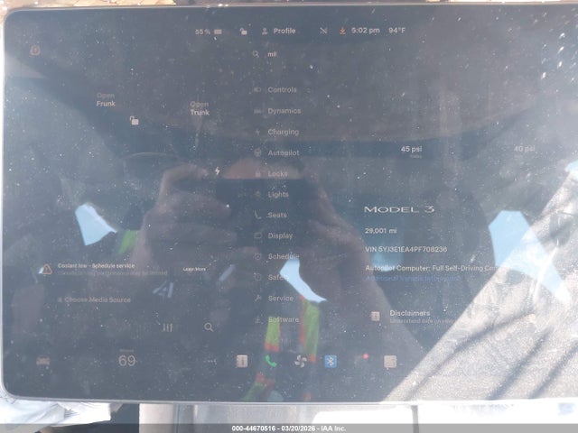 44670516 :رقم المزاد ، 5YJ3E1EA4PF708236 vin ، 2023 Tesla Model 3 Rear-wheel Drive مزاد بيع