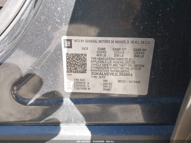 Aukcja sprzedaży 2018 Gmc Terrain Slt, vin: 3GKALVEV9JL354864, numer aukcji: 44670523