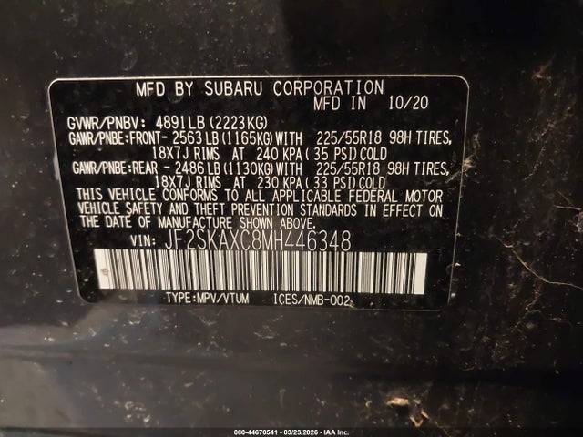 2021 SUBARU FORESTER JF2SKAXC8MH446348 Photo 8