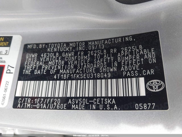 Toyota CAMRY SE 2014 4T1BF1FK5EU318049 Image 9