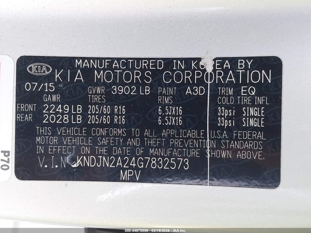 Продаж на аукціоні авто 2016 Kia Soul, vin: KNDJN2A24G7832573, номер лоту: 44670596