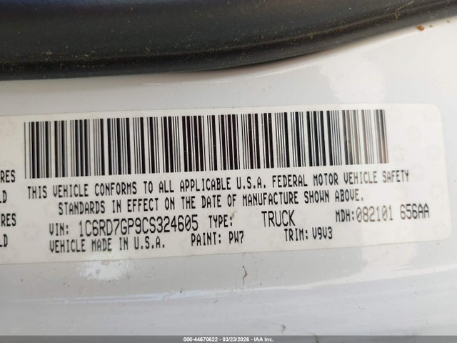 Продаж на аукціоні авто 2012 Ram 1500 Slt, vin: 1C6RD7GP9CS324605, номер лоту: 44670622