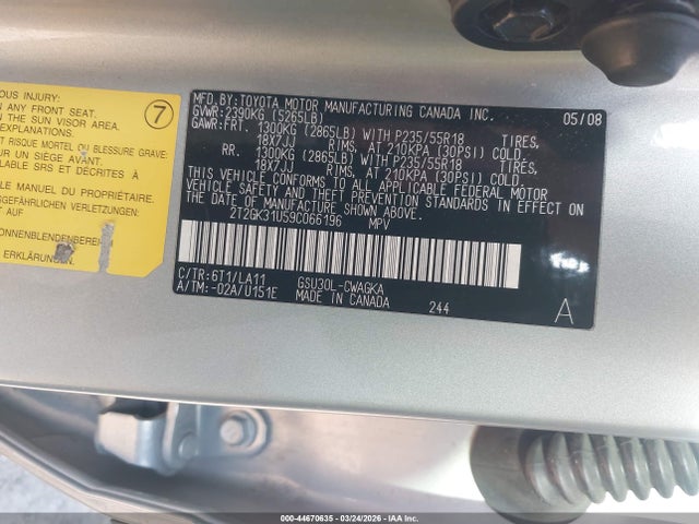 Продаж на аукціоні авто 2009 Lexus Rx 350, vin: 2T2GK31U59C066196, номер лоту: 44670635