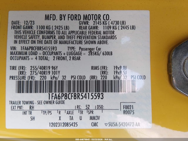 Ford Mustang Gt Premium Fastback 2024 1FA6P8CF8R5415593 Image 9