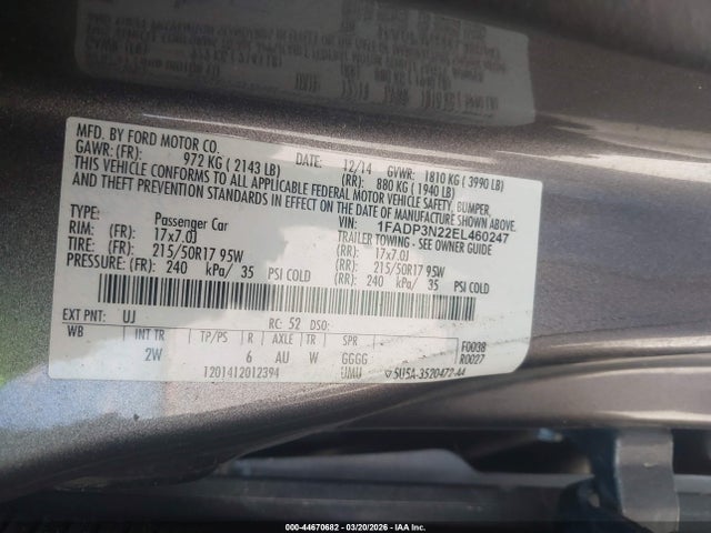 Ford Focus Titanium 2014 1FADP3N22EL460247 Image 9