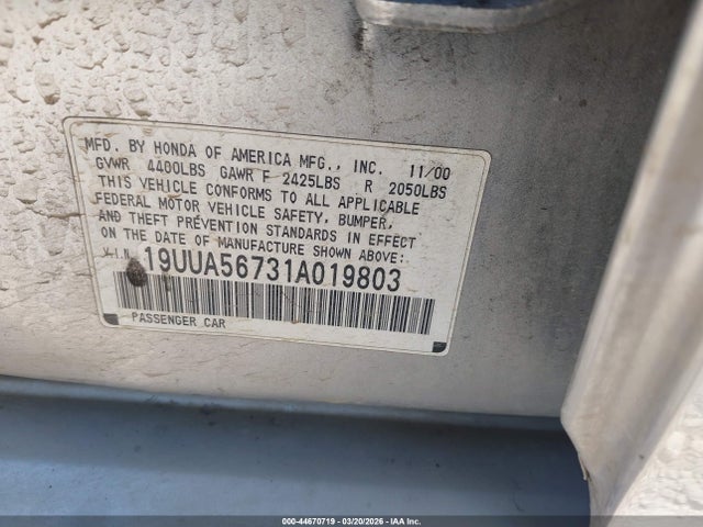 Aukcja sprzedaży 2001 Acura Tl 3.2, vin: 19UUA56731A019803, numer aukcji: 44670719