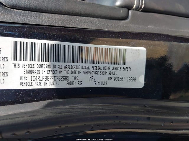 Aukcja sprzedaży 2015 Jeep Grand Cherokee Limited, vin: 1C4RJFBG7FC762685, numer aukcji: 44670746