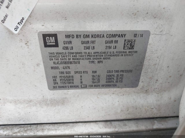 Продаж на аукціоні авто 2014 Buick Encore Premium, vin: KL4CJDSBXEB670418, номер лоту: 44670756
