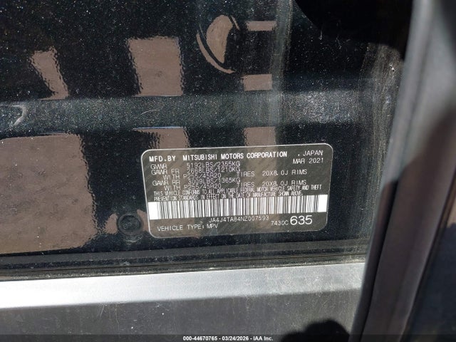 Продаж на аукціоні авто 2022 Mitsubishi Outlander Es 2.5 S-awc, vin: JA4J4TA84NZ007593, номер лоту: 44670765