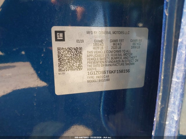 1G1ZD5ST6KF158156 Chevrolet MALIBU LT
