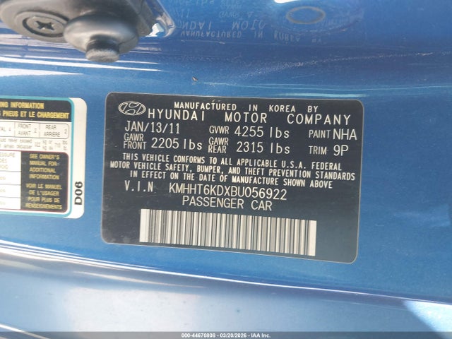 2011 HYUNDAI GENESIS KMHHT6KDXBU056922 Photo 8