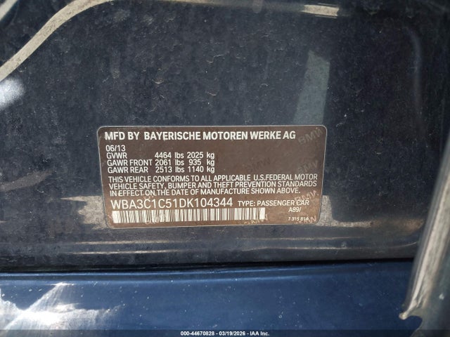 2013 BMW 328I WBA3C1C51DK104344 Photo 8